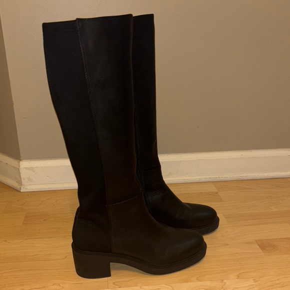 Aerosoles Gabicce Black Leather Knee-High Boots 9 - Picture 4 of 7